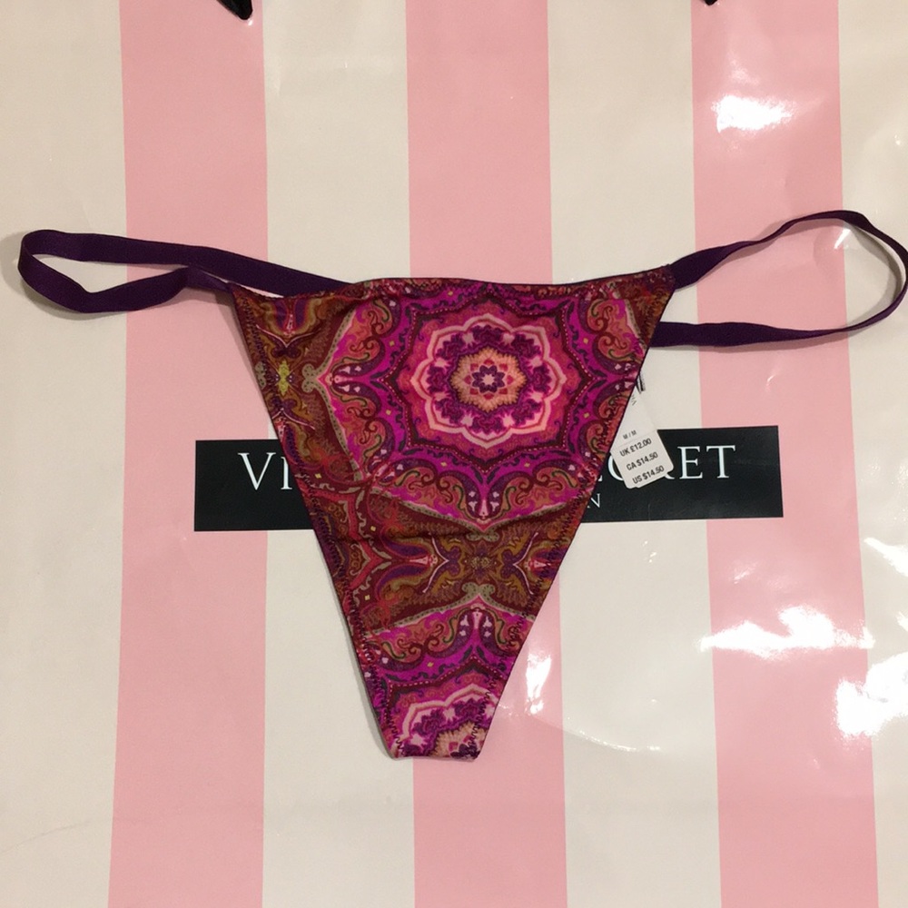 NWT Victoria's Secret Pink and Purple Patterned Thong